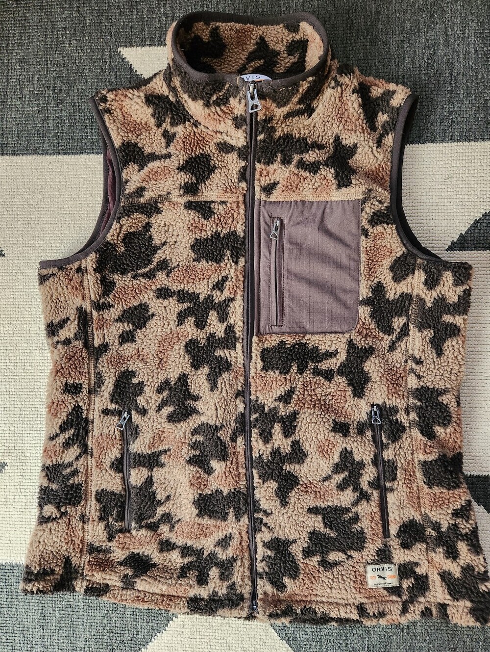 Orvis Sherpa Fleece Vest, 1971 Camo Print.
